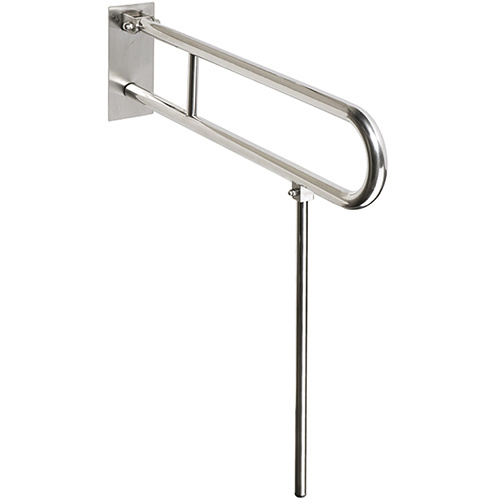 Bemeta Design HELP: Madlo, 600 mm, ve tvaru U, sklopné, s opěrnou nohou, s krytkou, nerez, mat - 301307072N
