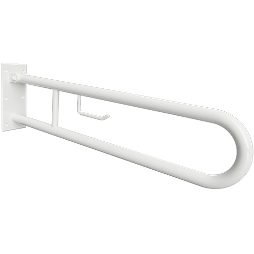 Levně Bemeta Design HELP: Madlo, 750 mm, ve tvaru U, s držákem TP, sklopné, bez krytky, bílá - 301406304