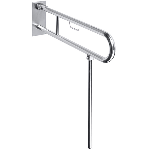 Levně Bemeta Design HELP: Madlo, 750 mm, ve tvaru U, sklopné, s opěrnou nohou, s držákem TP, s krytkou, nerez, lesk - 301407301N