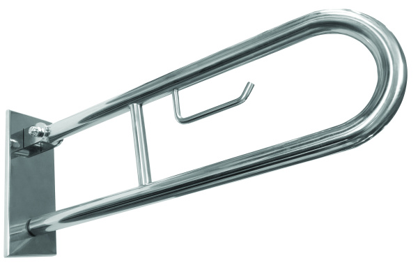 Bemeta Design HELP: Madlo, 750 mm, ve tvaru U, s držákem TP, sklopné, s krytkou, nerez, mat - 301407302
