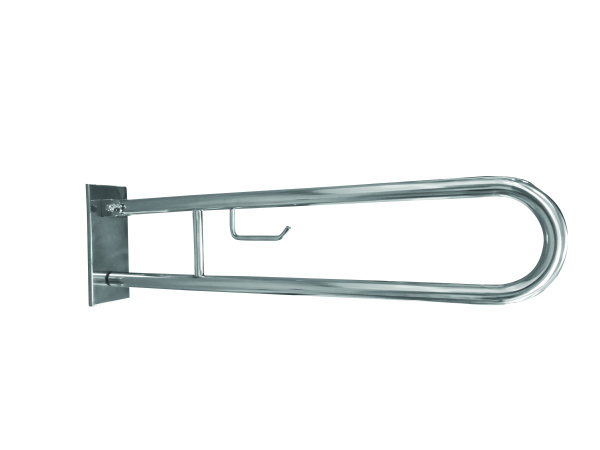 Bemeta Design HELP: Madlo, 850 mm, ve tvaru U, s držákem TP, sklopné, s krytkou, nerez, lesk - 301407321