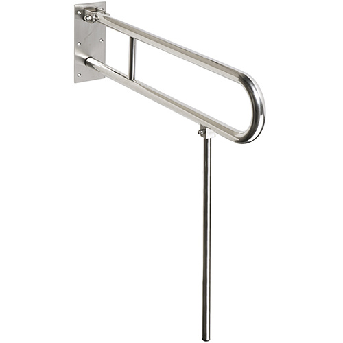 Levně Bemeta Design HELP: Madlo, 750 mm, ve tvaru U, sklopné, s opěrnou nohou, bez krytky, nerez, mat - 301606302N
