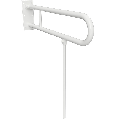 Levně Bemeta Design HELP: Madlo, 850 mm, ve tvaru U, sklopné, s opěrnou nohou, bez krytky, bílá - 301606324N