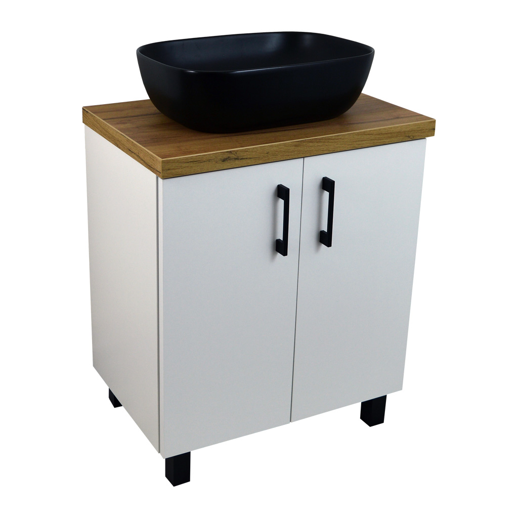Levně BPS-koupelny Koupelnová skříňka pod deskové umyvadlo ROSO W 60-HD - bílá/zlatý dub