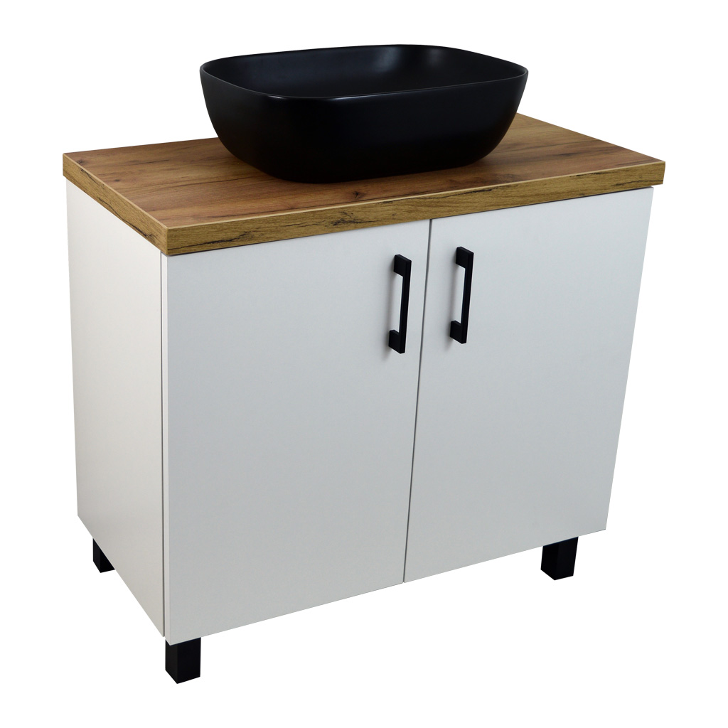 Levně BPS-koupelny Koupelnová skříňka pod deskové umyvadlo ROSO W 80-HD - bílá/zlatý dub