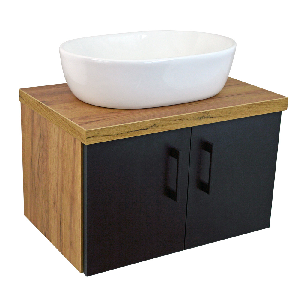 Levně BPS-koupelny Koupelnová skříňka pod deskové umyvadlo Agria II GOB 60-HD - zlatý dub/černá