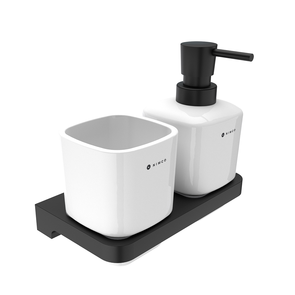 Levně Nimco Dávkovač s pohárkem na kartáčky MAYA černá - MAC 2905831K-T-90