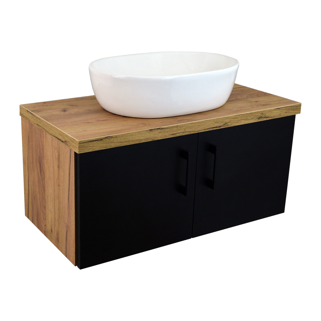 Levně BPS-koupelny Koupelnová skříňka pod deskové umyvadlo Agria II GOB 80-HD - zlatý dub/černá
