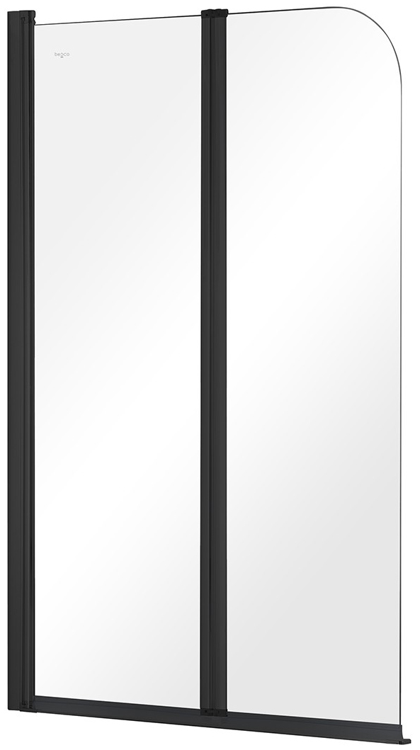 Levně Besco Vanová zástěna PRIME BLACK 2 90140 (90x140 cm | Transparent)