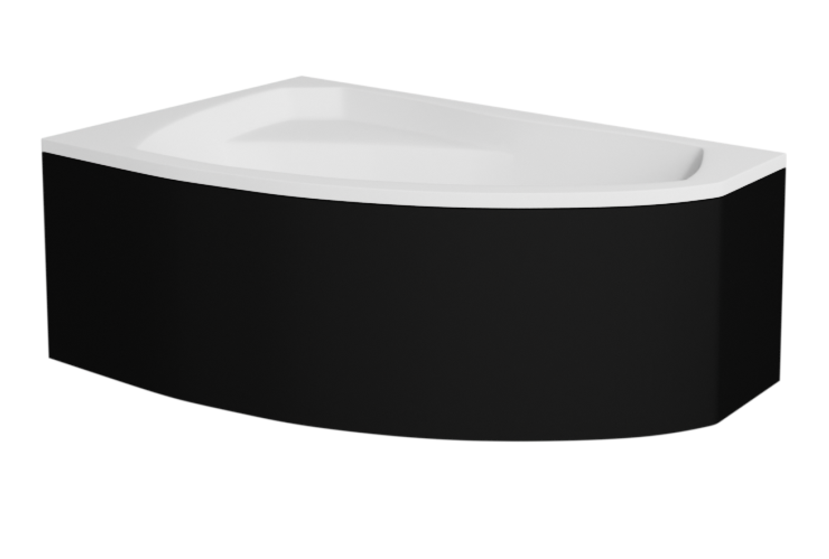 Levně Besco Krycí panel k asymetrické vaně Rima Black P 130x85 (140x90, 150x95x, 160x100, 170x110), černý Barva: Černá mat, Rozměry (cm): 130x85