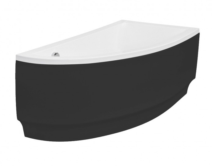Levně Besco Krycí panel k asymetrické vaně Praktika Black P 140x70 (150x70), černý Barva: Černá mat, Rozměry (cm): 140x70, Orientace: Pravá