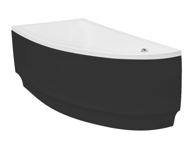 Levně Besco Krycí panel k asymetrické vaně Praktika Black P 140x70 (150x70), černý Barva: Černá mat, Rozměry (cm): 140x70, Orientace: Levá