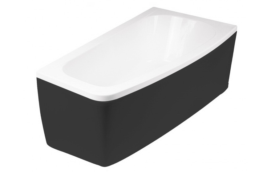 Levně Besco Krycí panel k asymetrické vaně Luna Black P 150x80, černý Barva: Černá mat, Rozměry (cm): 150x80, Orientace: Pravá