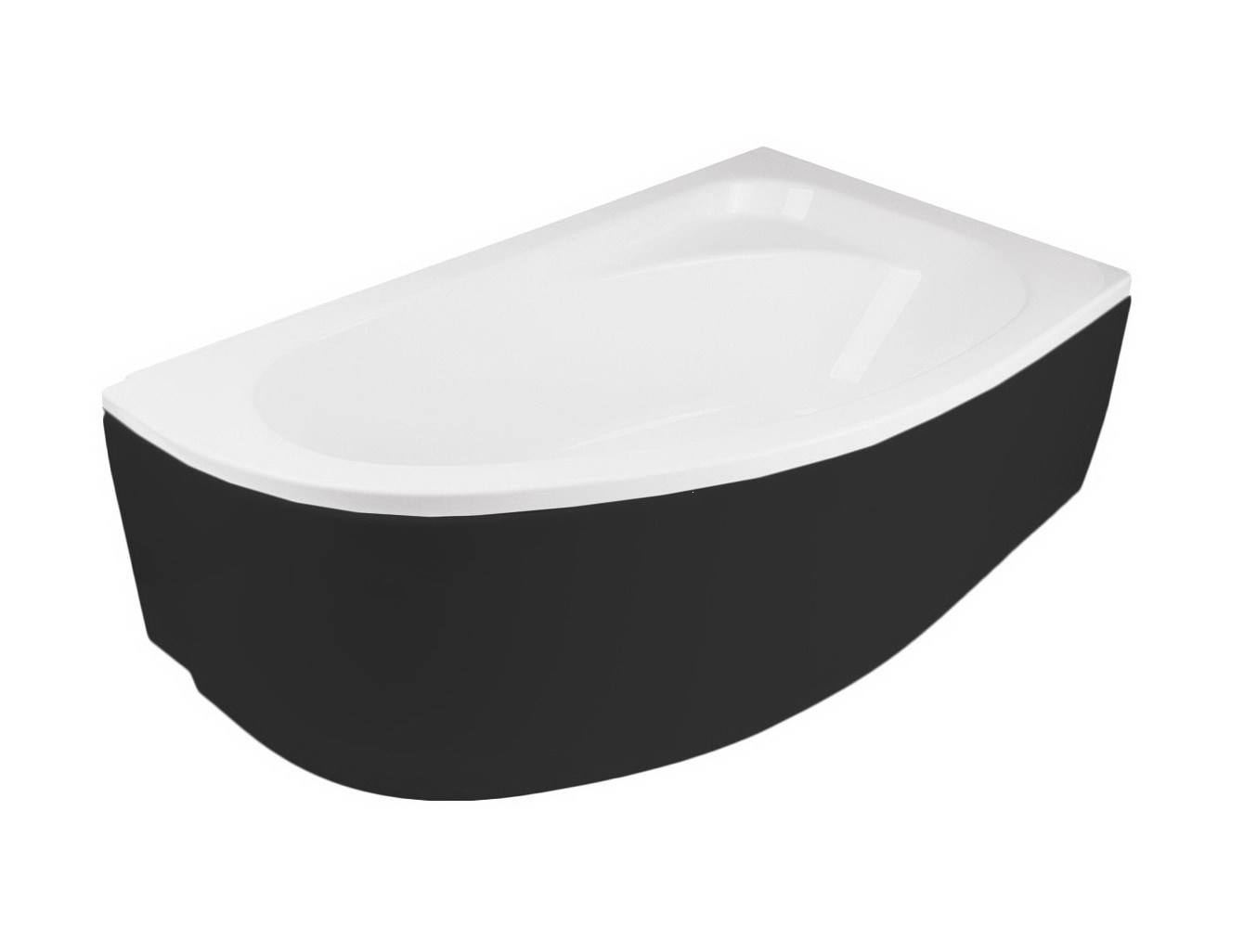Levně Besco Krycí panel k asymetrické vaně Cornea Black P 140x80 (150x100), černý Barva: Černá mat, Rozměry (cm): 140x80, Orientace: Pravá