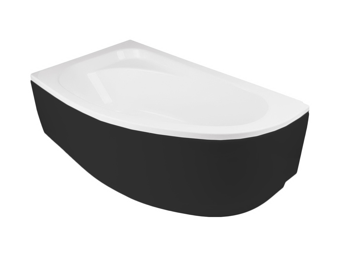 Levně Besco Krycí panel k asymetrické vaně Cornea Black P 140x80 (150x100), černý Barva: Černá mat, Rozměry (cm): 140x80, Orientace: Levá