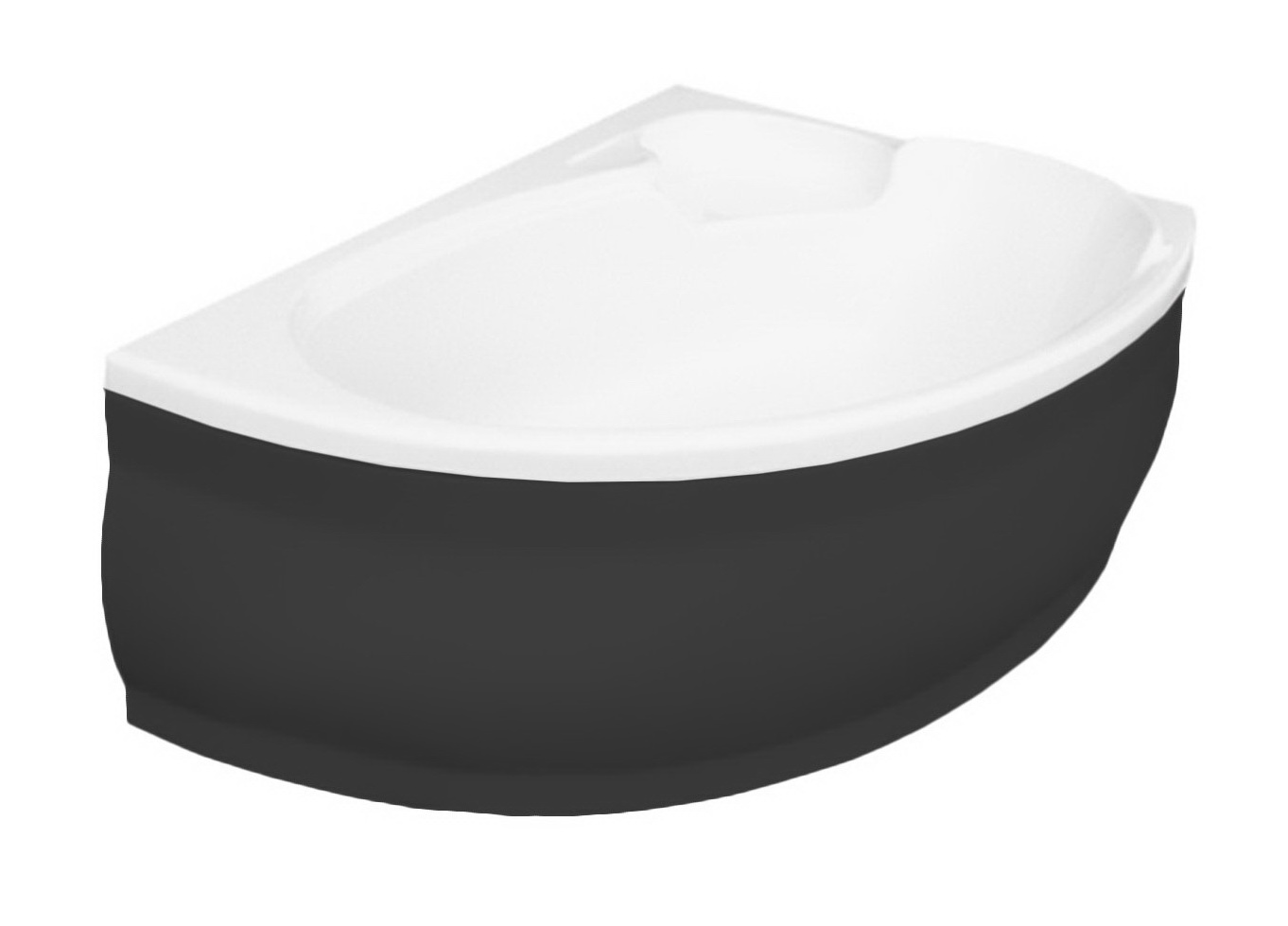 Levně Besco Krycí panel k asymetrické vaně Finezja Nova Black P 140x95 (155x95, 170x110), černý Barva: Černá mat, Rozměry (cm): 155x95
