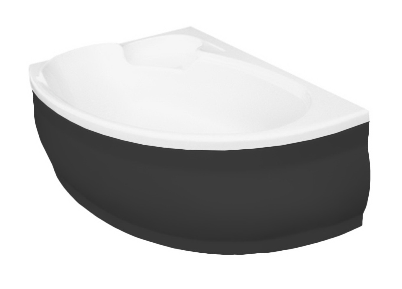 Levně Besco Krycí panel k asymetrické vaně Finezja Nova Black P 140x95 (155x95, 170x110), černý Barva: Černá mat, Rozměry (cm): 140x95