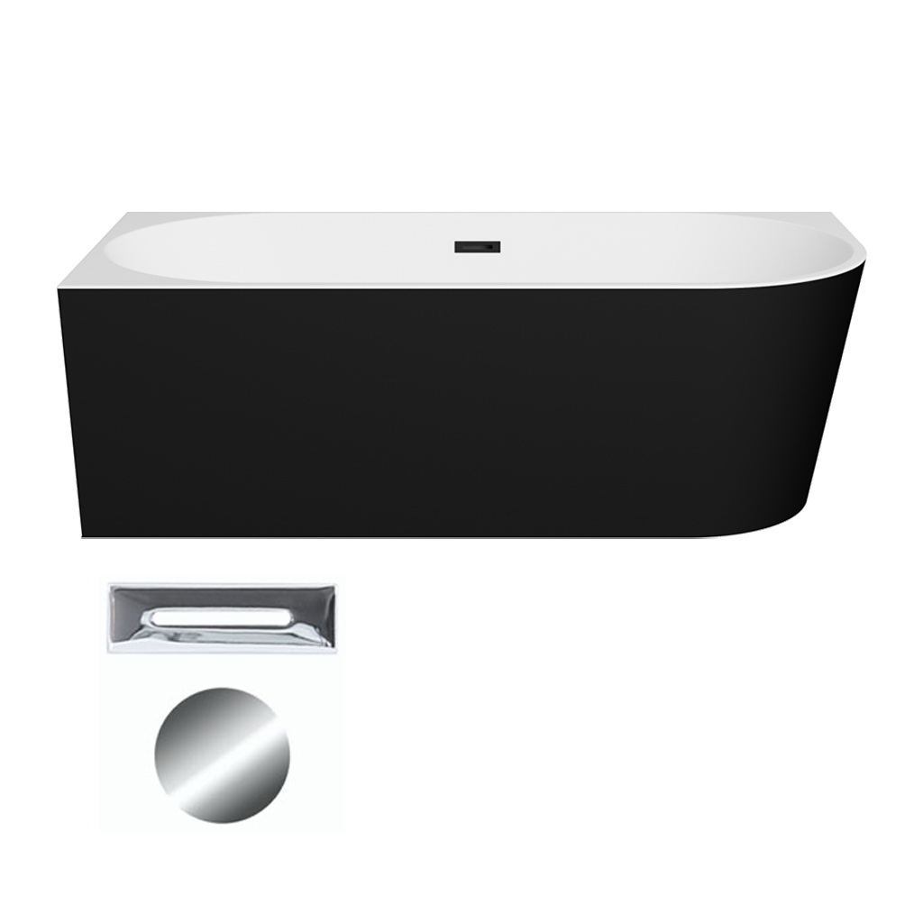 Levně Besco Akrylátová volně stojící rohová vana Zoya BW 150x75 (170x80) bílá/černá Rozměry (cm): 150x75, Typ a barva výpustě: Click-Clack s přepadem, chrom, Orientace: Levá