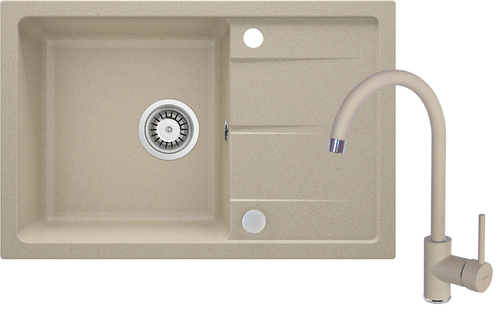 Levně Deante Dřez Leda s dřezovou baterií, s odkapávačem, granit - ZRDA7113 pískový