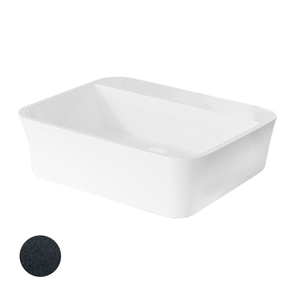 Levně Besco Deskové umyvadlo z litého mramoru Assos S-Line Glam G UM D 51x41x15 cm, bez otvoru pro baterii