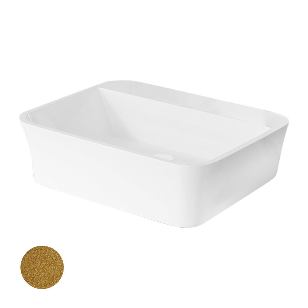 Levně Besco Deskové umyvadlo z litého mramoru Assos S-Line Glam Z UM D 51x41x15 cm, bez otvoru pro baterii