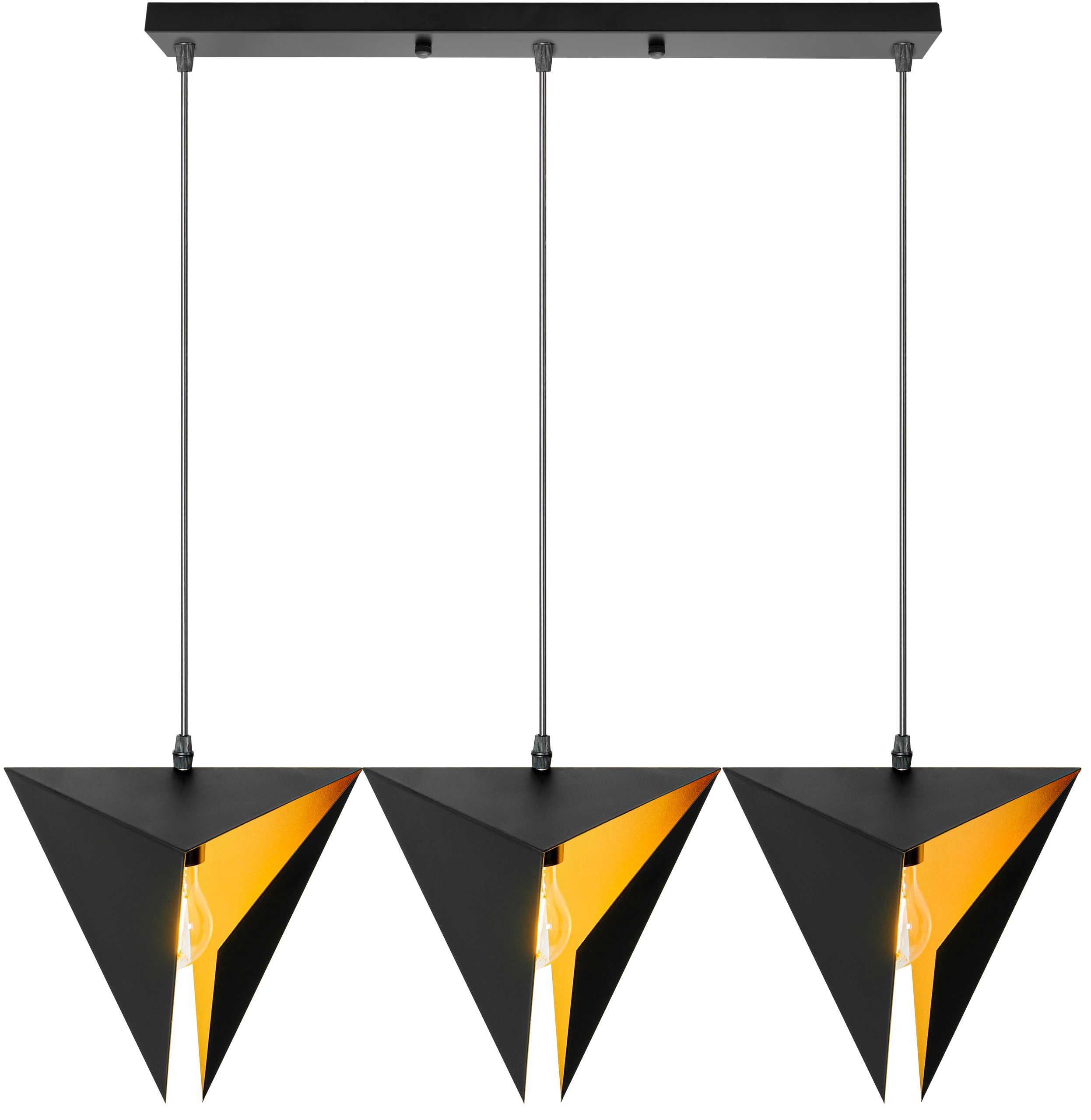 Toolight Trojúhelníková geometrická stropní lampa, černá, trojitá, APP254-3CP