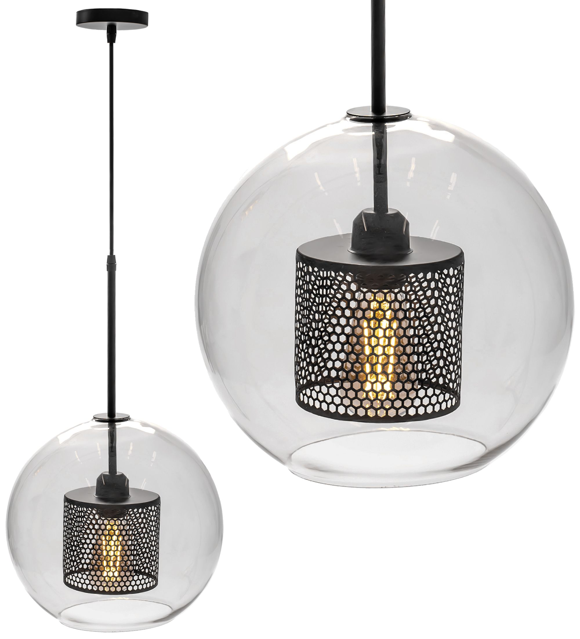 Toolight Závěsná lampa Glass Black Loft APP558-1CP 25cm