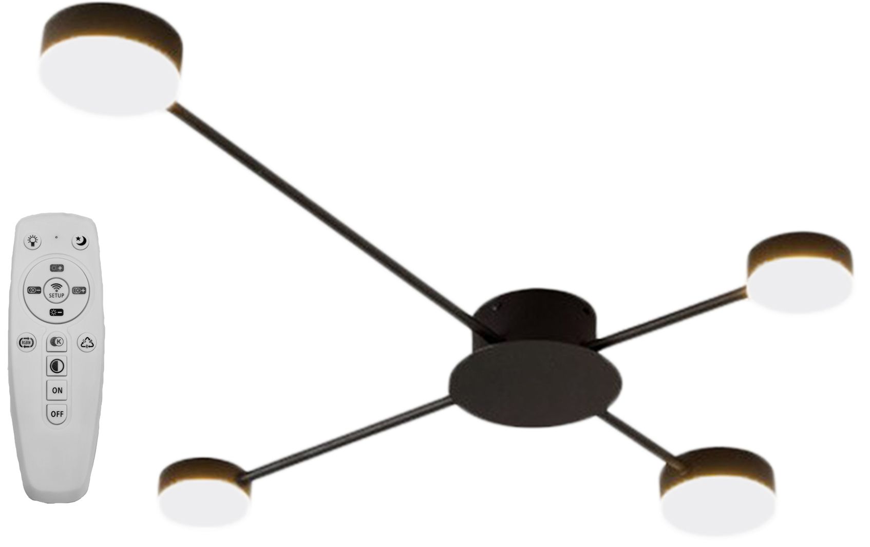 Toolight LED čtyřramenná stropní lampa APP519-4C černá