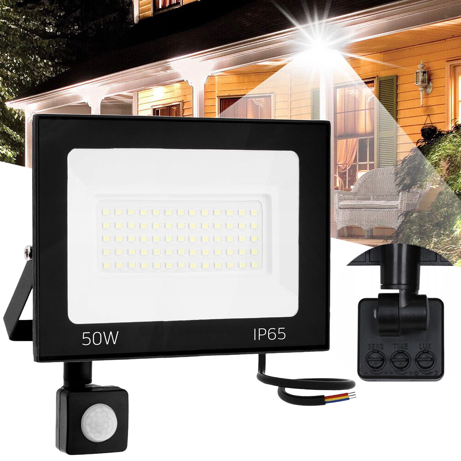 Levně Toolight LED reflektor s pohybovým čidlem 50W RSL008-50NS