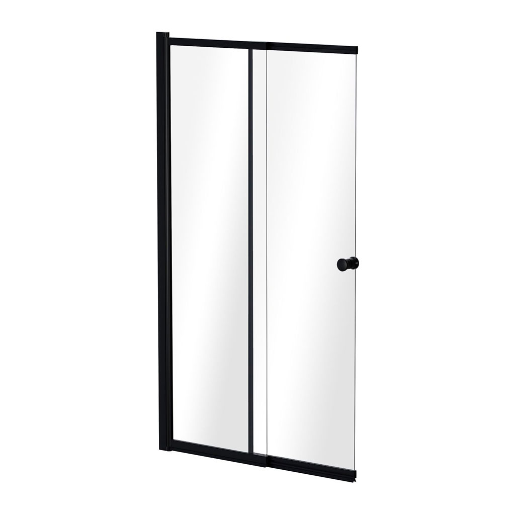 Levně Besco Vanová zástěna s posuvným dílem EASY SLIDE BLACK 100150 (100x150 cm | Transparent)