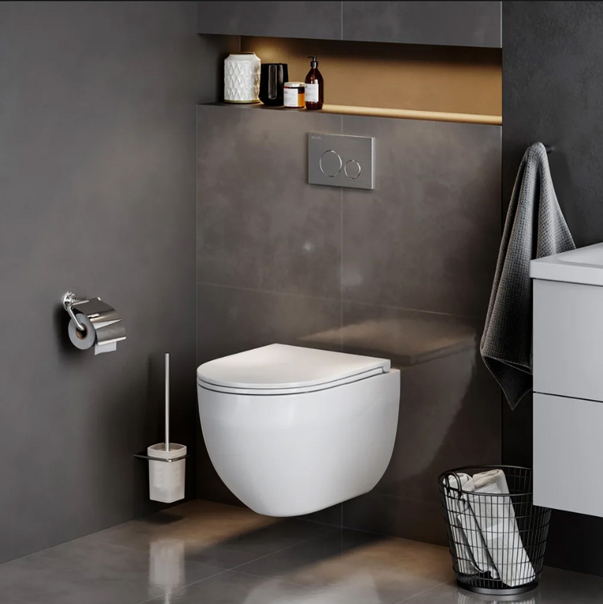 Levně Závěsná WC mísa se sedátkem REA Carlo Mini Tornado Rimless Flat Pro