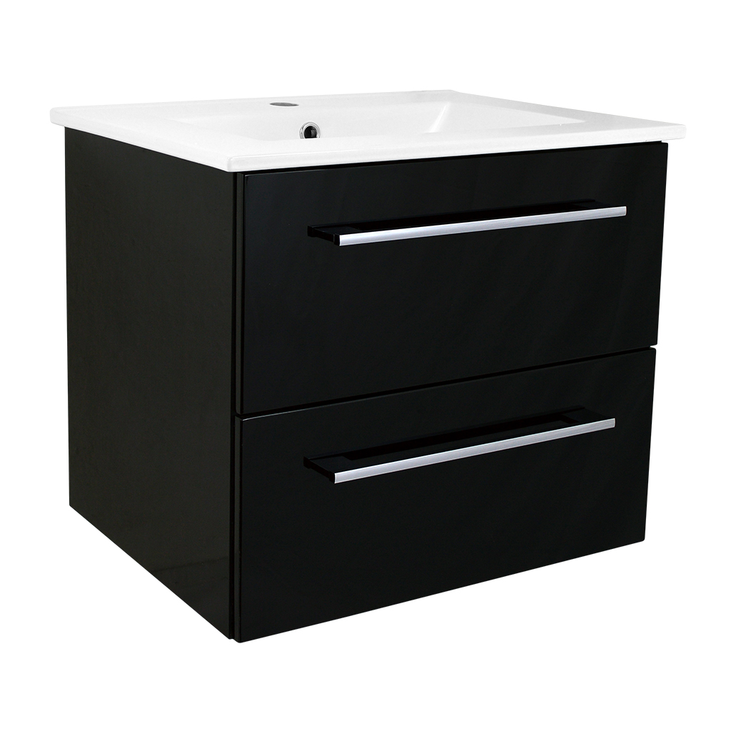 BPS-koupelny Koupelnová skříňka s keramickým umyvadlem Emilio B 60 - černá