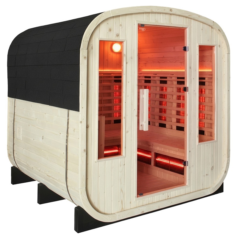 Levně BPS-koupelny Zahradní kombinovaná sudová sauna 2v1 HYD-4767 - Infrasauna + finská sauna 200x200, 4-6 osob