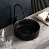 Keramické umyvadlo na desku HYD-LA-MTB-MAR3-360 ø36 cm, černý mramor