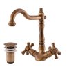 Umyvadlová baterie s výpustí MORAVA RETRO - MK321.x/8SM, Stará mosaz (Bronz) (SLEZÁK RAV-Barva Stará mosaz, SLEZÁK RAV-Připojovací hadičky - závit 3/8")