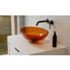 Deskové umyvadlo ze syntetické pryskyřice Anya 50x35 cm Earth Rust s výpustí Click-Clack