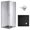 Čtvercový sprchový kout HYD-SK93C 100x100 chrom/transparent + vanička HYD-SSV-ST02D černá