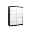 Šatní skříň posuvná s LED osvětlením LUFT B-W 150 L, bílá/černá