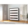 Šatní skříň posuvná s LED osvětlením MARTINEZ B-W-BL 150 L, bílá/černá/černý Lacobel