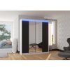 Šatní zrcadlová skříň posuvná s LED osvětlením BALANCE W-B 180 L, černá/bílá
