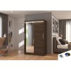 Šatní zrcadlová skříň posuvná s LED osvětlením BARIO CH 120 L, choco