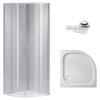 Čtvrtkruhový sprchový kout HYD-RK94C 100x100 cm bílá/transparent + vanička HYD-RSV-SXL01A bílá