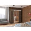 Šatní zrcadlová skříň posuvná s LED osvětlením DALLAS CH 180 L, choco