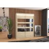Šatní zrcadlová skříň posuvná s LED osvětlením FLORENTO S 150 L, dub sonoma