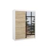 Šatní zrcadlová skříň posuvná JORDI W-S 150, dub sonoma/bílá