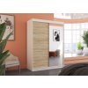 Šatní zrcadlová skříň posuvná JORDI W-S 150, dub sonoma/bílá