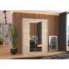 Šatní zrcadlová skříň posuvná INESS S 150, dub sonoma