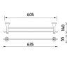 Držák na ručníky dvojitý, 64 cm LADA - LA 19061D-65