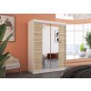 Šatní zrcadlová skříň posuvná NORDIC W-S 150, dub sonoma/bílá