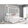 Rozkládací postel JONASZEK, CH-Jon-W-190-E1191, 180x80 cm se zábradlím, bílá